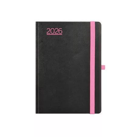Naptár, tervező, B6, heti, TOPTIMER, Nero, fekete-pink (NKN012PU)