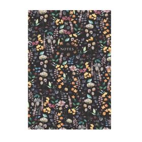   Jegyzetfüzet, A5, vonalas, 96 lap, TOPTIMER Notes, fekete virágos (NKN16707)