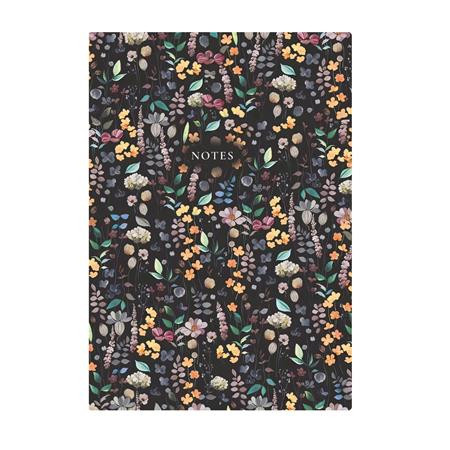 Jegyzetfüzet, A5, vonalas, 96 lap, TOPTIMER Notes, fekete virágos (NKN16707)