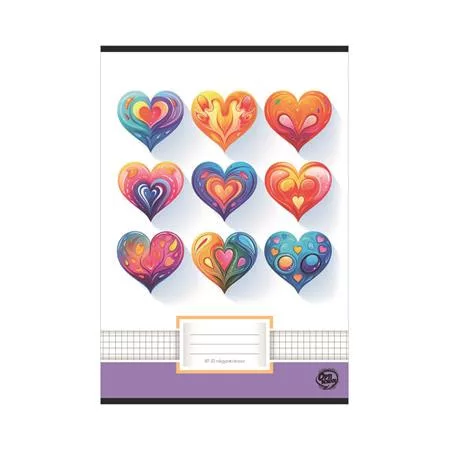 Füzet, tűzött, A4, kockás, 32 lap, OPTISCHOOL, A4 87-32, Love (NKOP8732L)