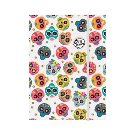 Gumis mappa, karton, A4, OPTISCHOOL Skull (NKOPGMA4S)