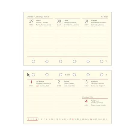 Kalendárium betét, tervező, heti, S, SATURNUS, chamois 2026 (NKS311U)