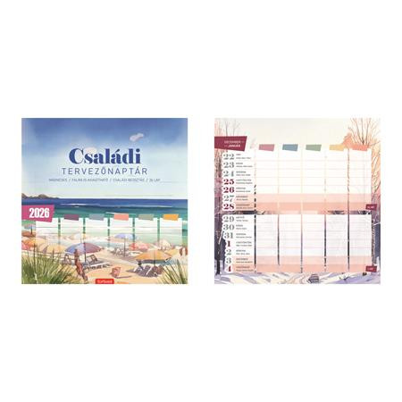 Naptár, fali, mágneses, kétheti, TOPTIMER, családi tervező, pasztell (NKT09006U)