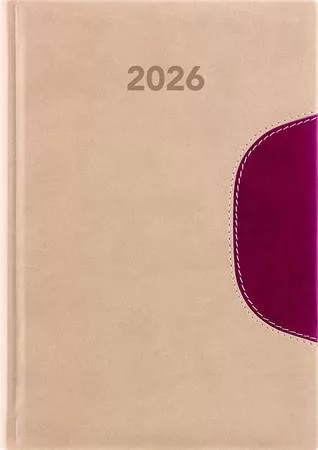 Naptár, tervező, A5, napi, DAYLINER Memphis, bézs-padlizsán (NMA5BPU)