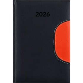   Naptár, tervező, A5, napi, DAYLINER Memphis, fekete-narancs (NMA5FKNU)