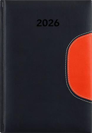 Naptár, tervező, A5, napi, DAYLINER Memphis, fekete-narancs (NMA5FKNU)