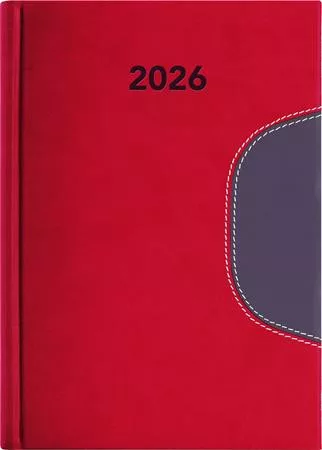 Naptár, tervező, A5, napi, DAYLINER Memphis, piros-szürke (NMA5PSZU)