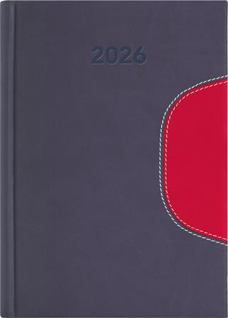 Naptár, tervező, A5, napi, DAYLINER Memphis, szürke-piros (NMA5SZPU)