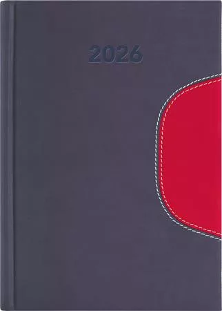 Naptár, tervező, A5, napi, DAYLINER Memphis, szürke-piros (NMA5SZPU)