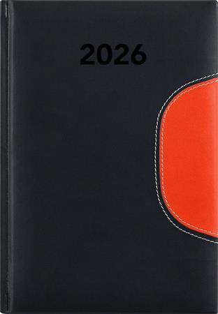 Naptár, tervező, B6, heti, DAYLINER Memphis, fekete-narancs (NMB6FKNU)