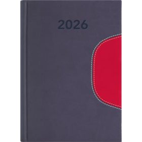   Naptár, tervező, B6, heti, DAYLINER Memphis, szürke-piros (NMB6SZPU)