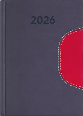 Naptár, tervező, B6, heti, DAYLINER Memphis, szürke-piros (NMB6SZPU)