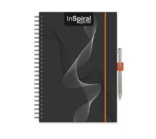 Naptár, tervező, A5, heti, DAYLINER, InSpiral, fekete-narancs (NSA5HFKNU)