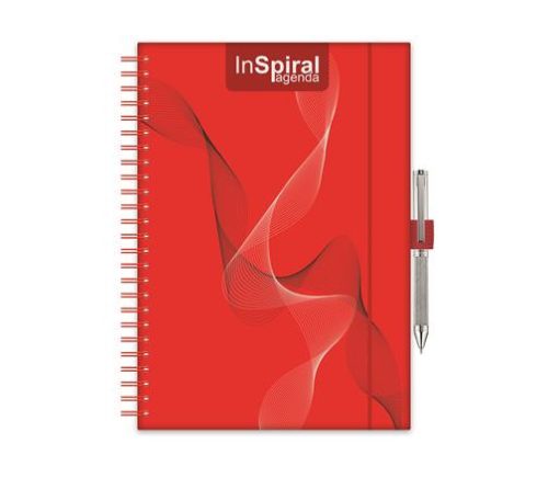 Naptár, tervező, A5, heti, DAYLINER, InSpiral, piros-piros (NSA5HPPU)