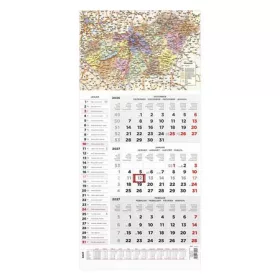   Naptár, speditőr, három hónapos, egy tömbös, TOPTIMER, Magyarország térkép (NSPED07720U)