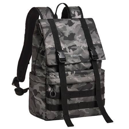 Notebook hátizsák, 15,6, rolltop, 15L, RIVACASE 7621 Sherwood, szürke-terepminta (NTRE7621GC)