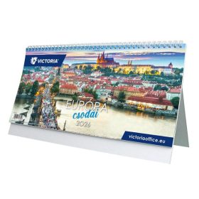   Naptár, asztali, álló, VICTORIA OFFICE Európa Csodái (2026 évi) (NVAECS)