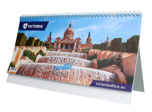 Naptár, asztali, álló, VICTORIA OFFICE Európa Csodái (2026 évi) (NVAECS)