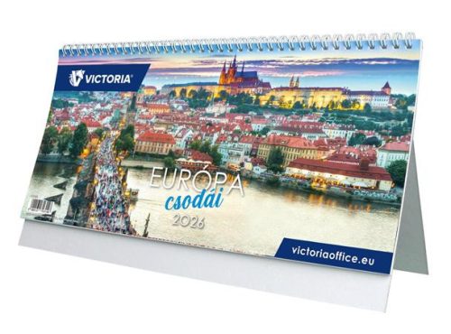 Naptár, asztali, álló, VICTORIA OFFICE Európa Csodái (2026 évi) (NVAECS)