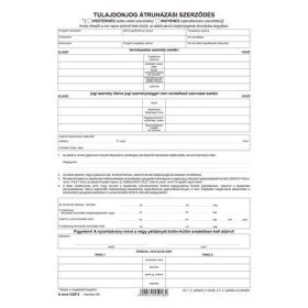   Nyomtatvány, tulajdonjog átruházási szerződés (adásvét.szer. gk), 4 példány,  A4,VICTORIA PAPER A.REND 3 (NVAREND3)