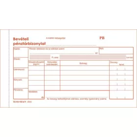   Nyomtatvány, bevételi pénztárbizonylat, 25x3, VICTORIA PAPER B.318-102, 10 tömb/csomag (NVB318102AV)