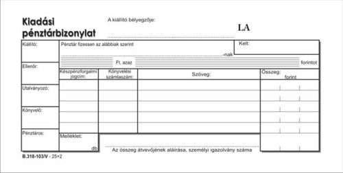 Nyomtatvány, kiadási pénztárbizonylat, 25x2, VICTORIA PAPER B.318-103, 10 tömb/csomag (NVB318103V)