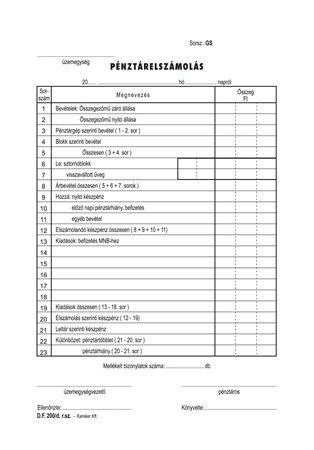 Nyomtatvány, pénztárelszámolás, 25x2, A5, VICTORIA PAPER DF-200/d, 10 tömb/csomag (NVDF200D)