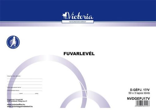 Nyomtatvány, fuvarlevél, 50x3, A4, fekvő, VICTORIA PAPER D.GÉPJ.17, 10 tömb/csomag (NVDGEPJ17V)