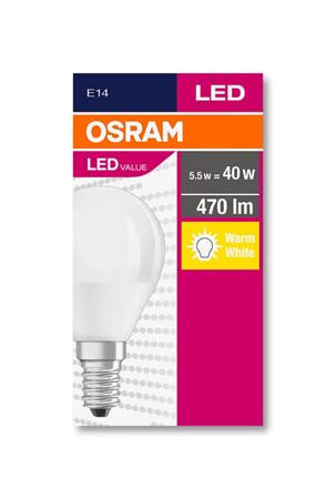 LED izzó, E14, kisgömb, P45, 5,7W, 470lm, 2700K (MF), OSRAM Value (OLEDE1405)