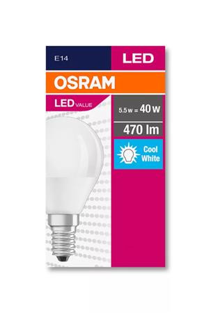 LED izzó, E14, kisgömb, P45, 5,7W, 470lm, 4000K (HF), OSRAM Value (OLEDE1406)