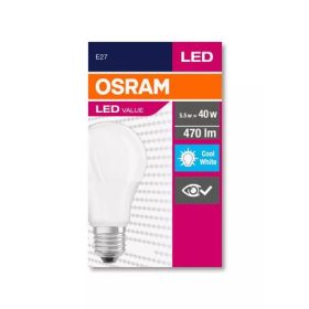   LED izzó, E27, gömb, A60, 5W, 470lm, 4000K (HF), OSRAM Value (OLEDE2701)
