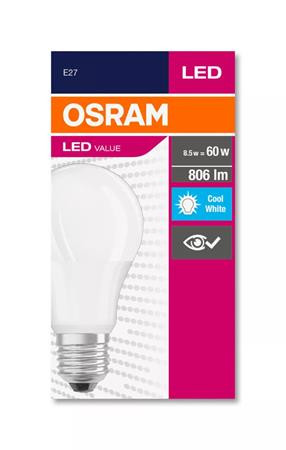 LED izzó, E27, gömb, A60, 8,5W, 806lm, 4000K (HF), OSRAM Value (OLEDE2703)
