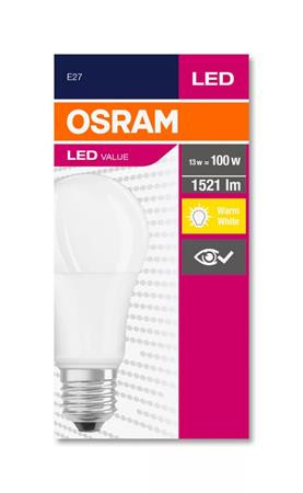 LED izzó, E27, gömb, A60, 13W, 1521lm, 2700K (MF), OSRAM Value (OLEDE2708)