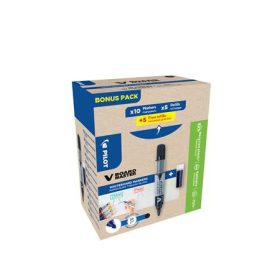   Táblamarker, 2,3 mm, kúpos, PILOT V-Board Master, Bonus Pack, fekete + betét (PBMTVFKGP)