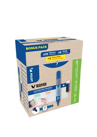 Táblamarker, 2,3 mm, kúpos, PILOT V-Board Master, Bonus Pack, kék + betét (PBMTVKGP)