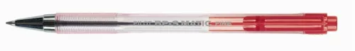 Golyóstoll, 0,27 mm, nyomógombos, átlátszó tolltest, PILOT BP-S Matic, piros (PBPSMGP)