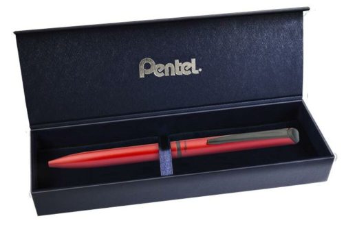 Rollertoll, 0,35 mm, rotációs, matt piros tolltest, PENTEL EnerGel BL-2507 kék (PENBL2507B)