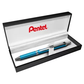   Zseléstoll, 0,35 mm, nyomógombos, égszínkék tolltest, PENTEL EnerGel BL-407 fekete, ajándék kék tollbetéttel (PENBL407S)