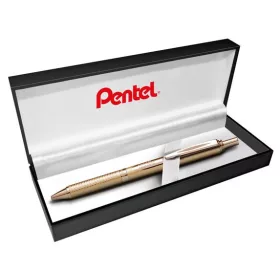   Zseléstoll, 0,35 mm, nyomógombos, arany tolltest, PENTEL EnerGel BL-407 fekete, ajándék kék tollbetéttel (PENBL407X)