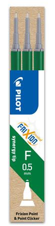 Rollertoll betét, 0,25 mm, tűhegyű, törölhető, PILOT Frixion Point, zöld (PFRBZ3)