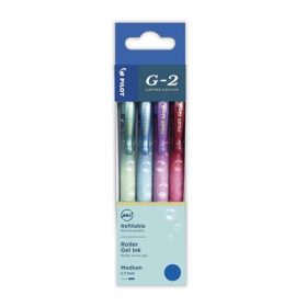   Zseléstoll készlet, 0,32 mm, nyomógombos, PILOT G-2 Bubble, kék, 4 különböző minta (PG2449065)