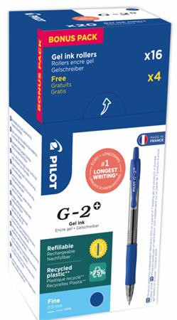 Zseléstoll, 0,32 mm, nyomógombos, PILOT G-2, 20 db, kék (PG27LD)