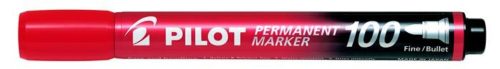 Alkoholos marker, 1 mm, kúpos, PILOT Permanent Marker 100, piros (PPM100P)