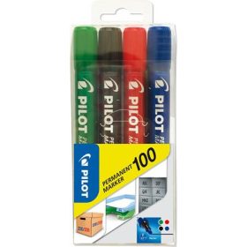   Alkoholos marker, 1 mm, kúpos, PILOT Permanent Marker 100, 4 szín (PPM100S4)