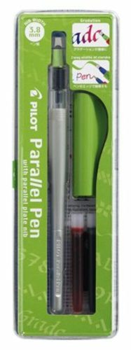 Töltőtoll, 0,5-3,8 mm, zöld kupak, PILOT Parallel Pen (PPP38Z)
