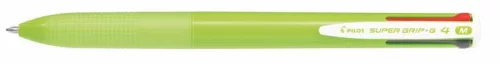 Golyóstoll, 0,27 mm, nyomógombos, világoszöld tolltest, PILOT Super Grip G, négyszínű (PSGGNY4Z)