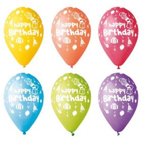 Léggömb, 30 cm, Happy Birthday, bohócos (PT11PRBOH)