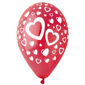 Léggömb, 30 cm, piros szívek (PT11PRSZ45)