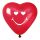 Léggömb, 40 cm, szív alakú, smiley, piros (PT1745SZ)