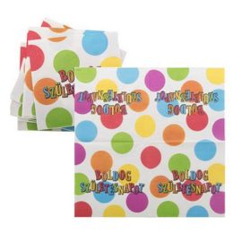   Szalvéta, 33x33cm, Boldog születésnapot, csíkos-pöttyös (PTF446121)